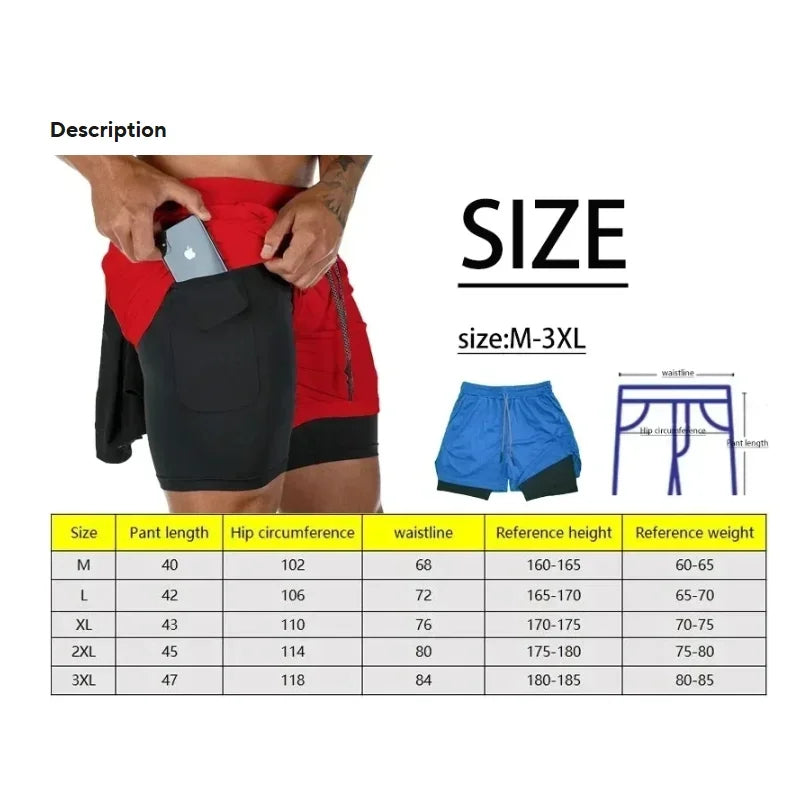 Anime Berserk Head Running Shorts Men Fitness Gym Training 2 in 1 Sports Quick Dry Workout Jogging Double Deck Summer