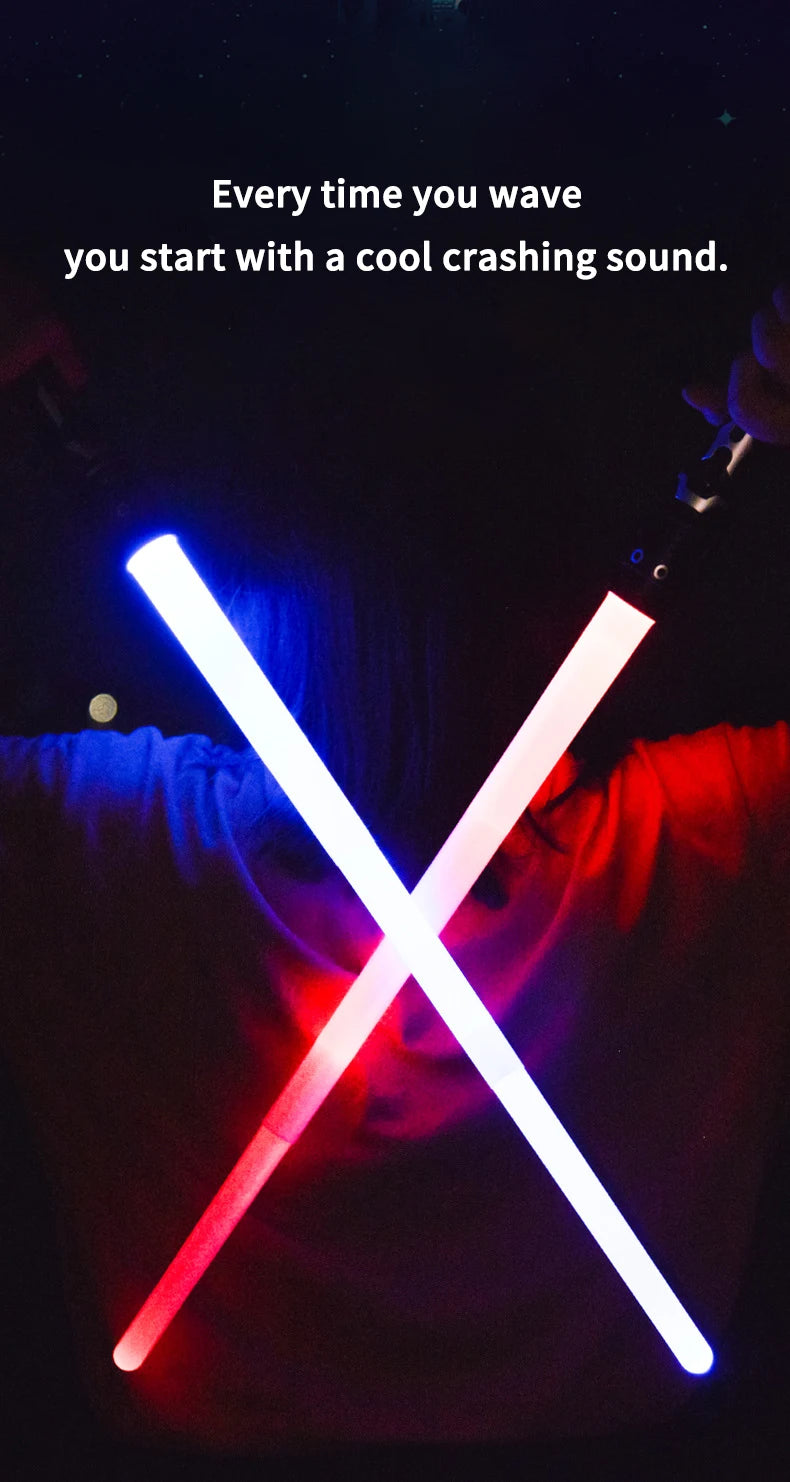 Colorful Glowing Sword Toys Laser Sword Lightsaber Red and Blue Double Saber Telescopic Music Cosplay Cool Flashing Children Toy