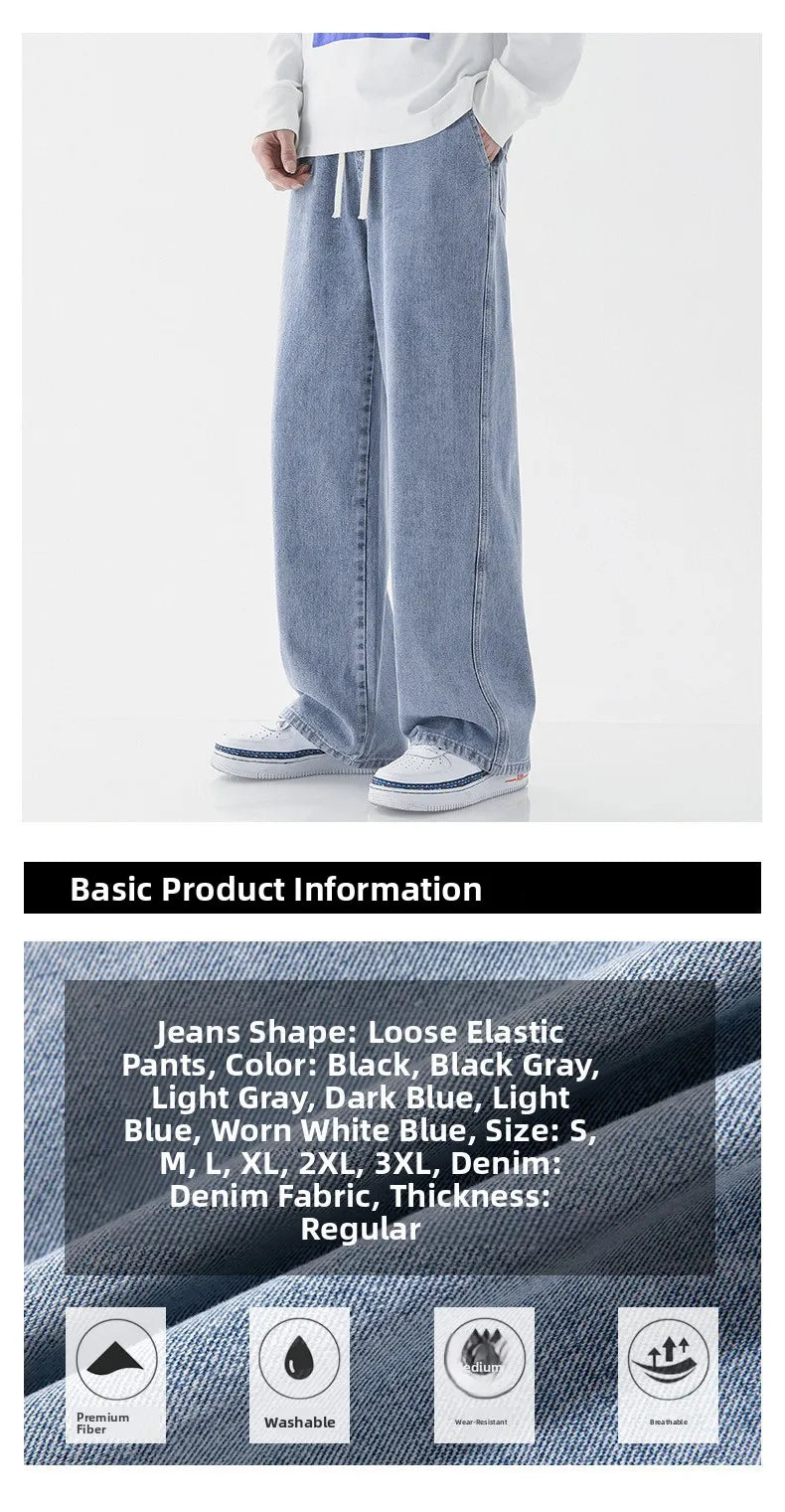 Anime Themed Hand-Dn Sketch Print Jeans Straight Leg mid Waist Digital Printing Cotton Denim Spring Autumn Wear for Teens