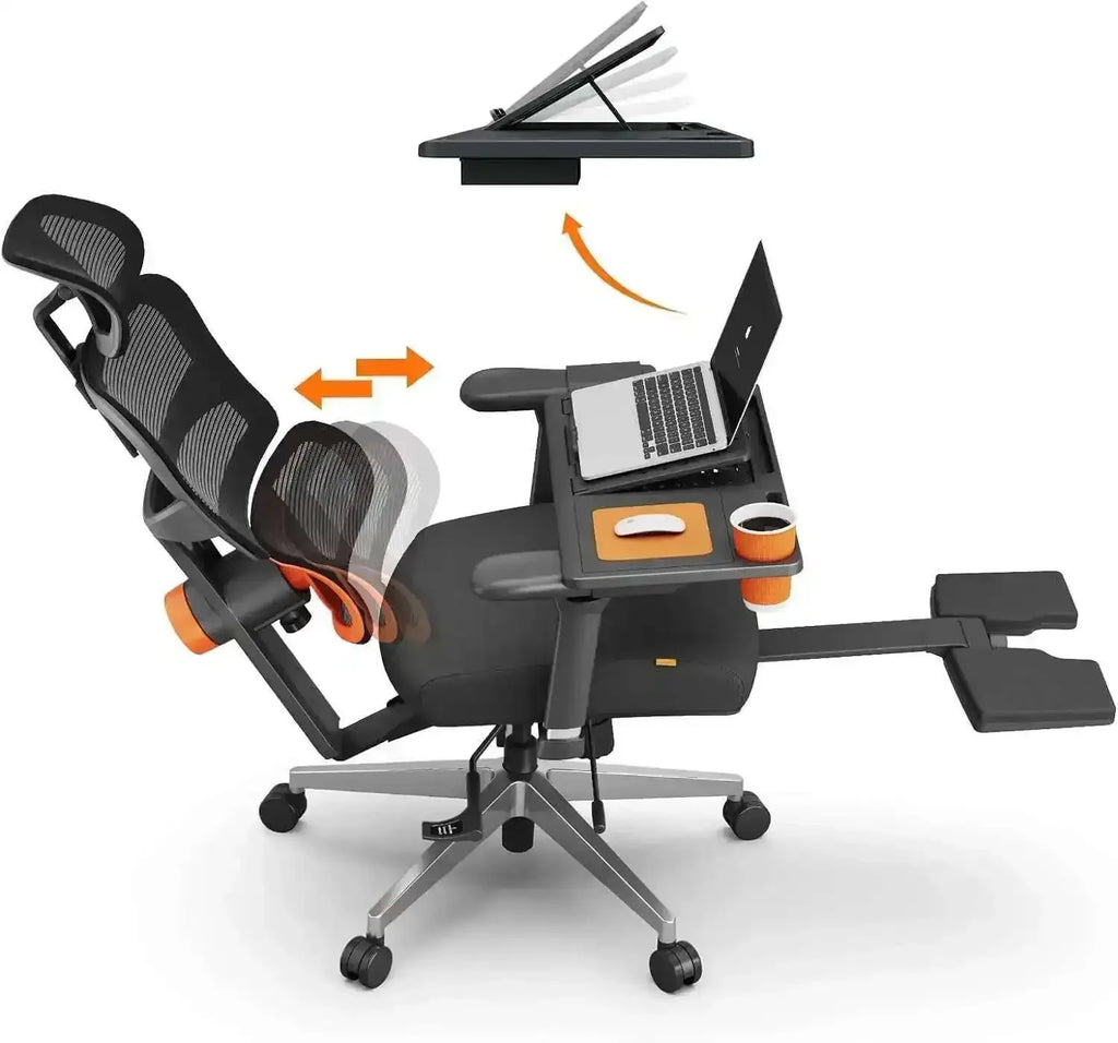 JB Office Chair, Auto Following Lumbar Support High Back Desk Chair With Laptop Desk Table, Seat Depth And Height Adjustable, Ch
