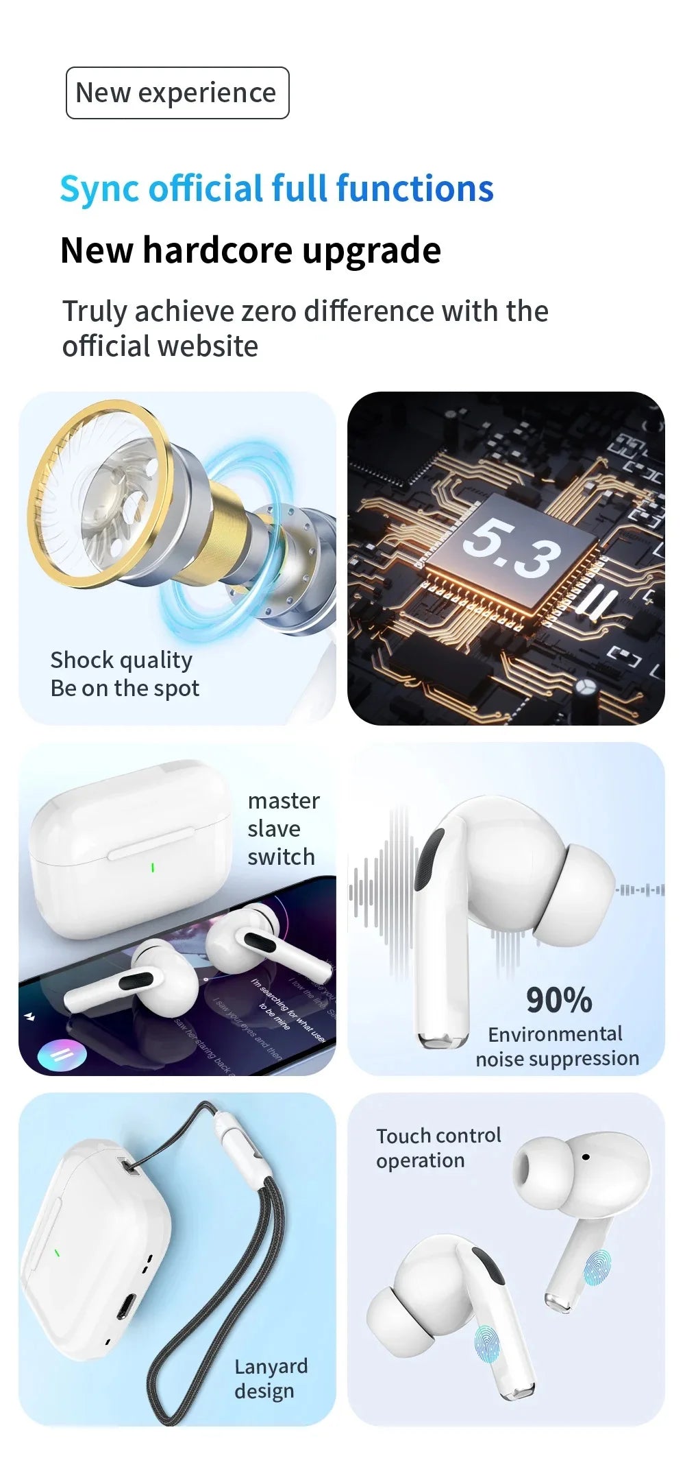 New Air Pro TWS Wireless Bluetooth Earphones Headphones In Ear Earbuds Sports ANC Noise Cancelling Headset for IPhone Android