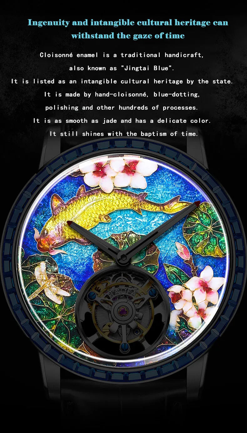 Haofa Flying Tourbillon Mechanical Man Watch 2261 Sapphire Automatic Tourbillon Men Watches Intangible Heritage Enamel Oriental