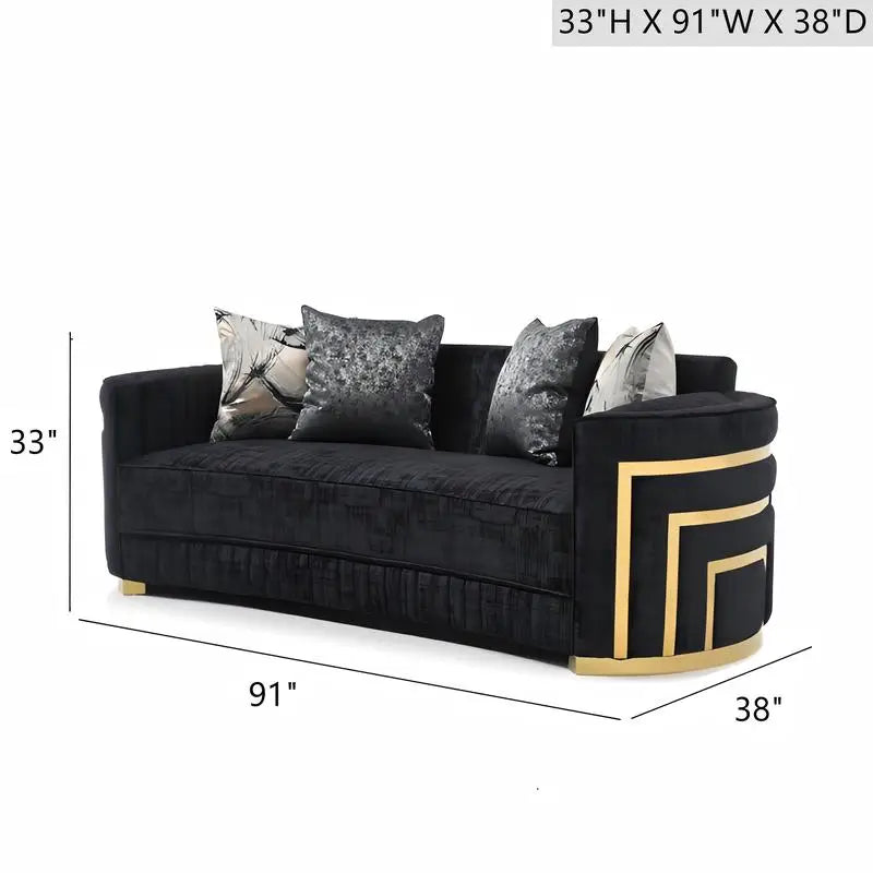 Black Sofa G00523A-S, Modern Design, Elegant and Comfortable Home Seating, Ideal for Living Room and Lounge Spaces