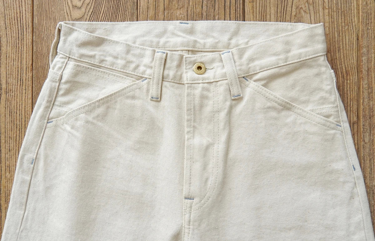 Sauce Zhan Mens Jeans Selvedge Denim White Jeans Regular Fit hight rise  14 Oz One Wash
