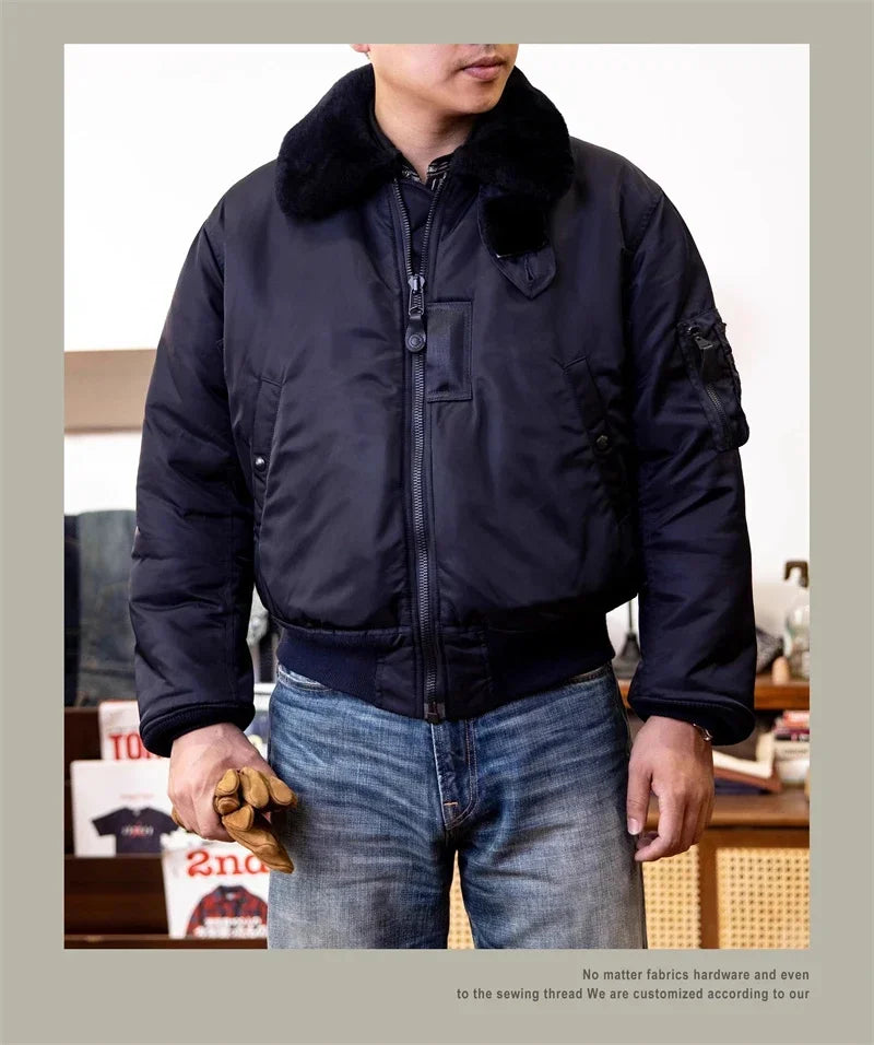 Flight Red Tornado B-15C Jacket Heavy Duty Wool Insulated Coat Winter Men Windbreaker With Fur Collar 2026ss design
