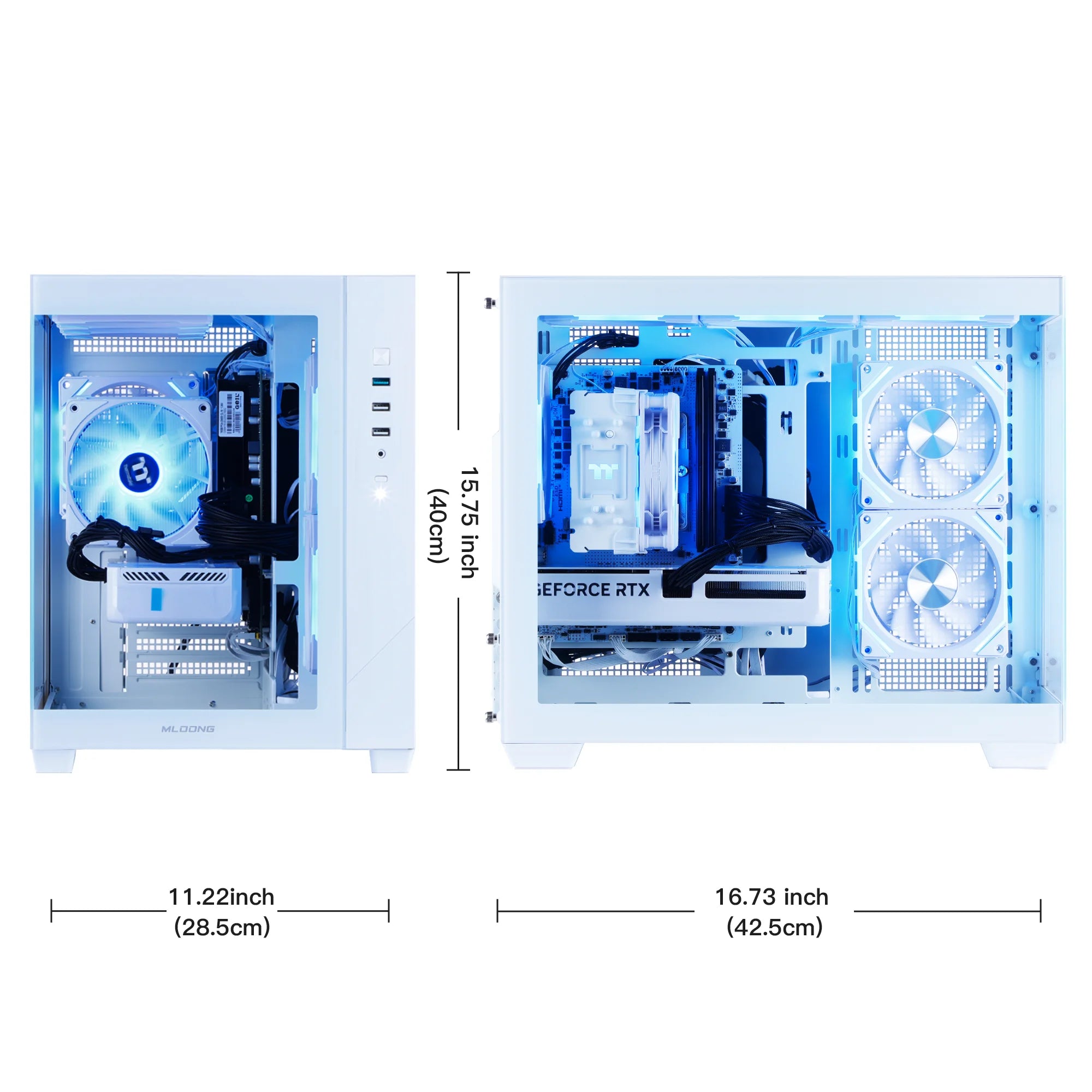 Mloong Gaming PC Desktops AMD Ryzen 5 9600X, Radeon RX 9060XT 8GB, 1TB SSD, 32GB DDR5 RAM, 650W, Win11, WiFi, Black