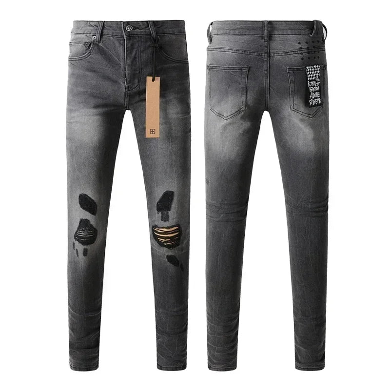 2025 KSUBI Men Personality Multi-style Low Rise Elastic Skinny Denim Pants American Style Ripped Trousers Jeans
