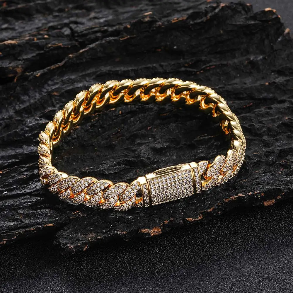 10mm Hip Hop Cubic Zircon CZ Iced Out Bubbles Cuban Link Chain Necklace For Men Women Jewelry Birthday Gift