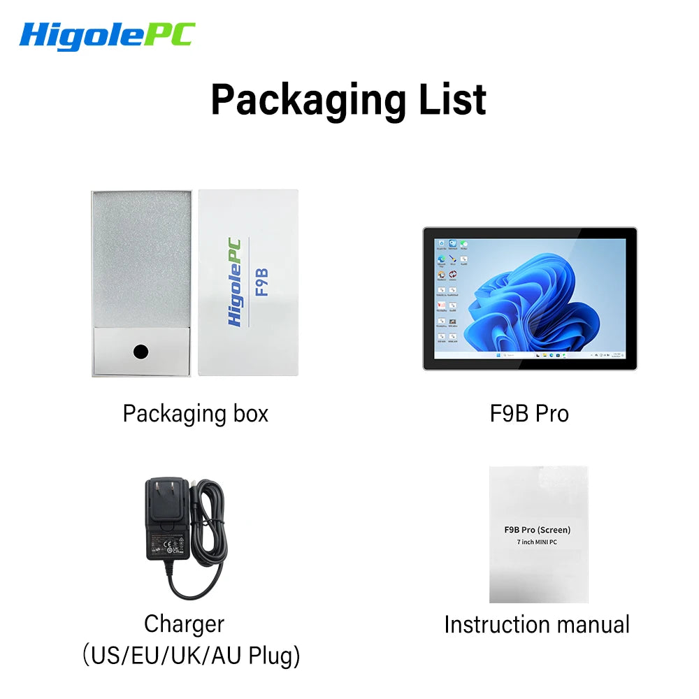 Higole F9B Pro 7'' Mini PC Intel N95 Windows 11 WiFi5 16GB 512GB 5000mAh Dual 2.5G LAN SIM Slot Laptop Desktop PC Mini Computers