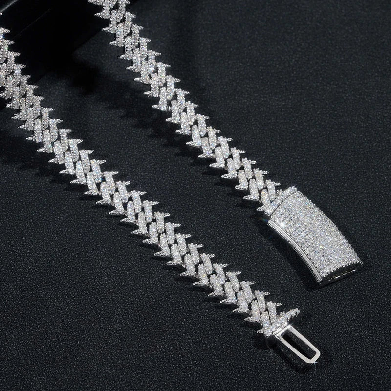 Hiphop 10mm Iced Out Moissanite Cuban Chain Necklace Men Jewelry 925 Sterling Silver Bracelet Pass Diamond Tester Wholesale Gift