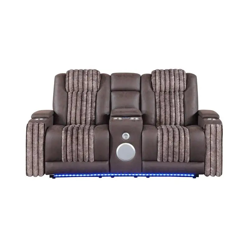 3-Piece Power Reclining Sofa Loveseat Recliner Set with Power Headrest LED Lights and More