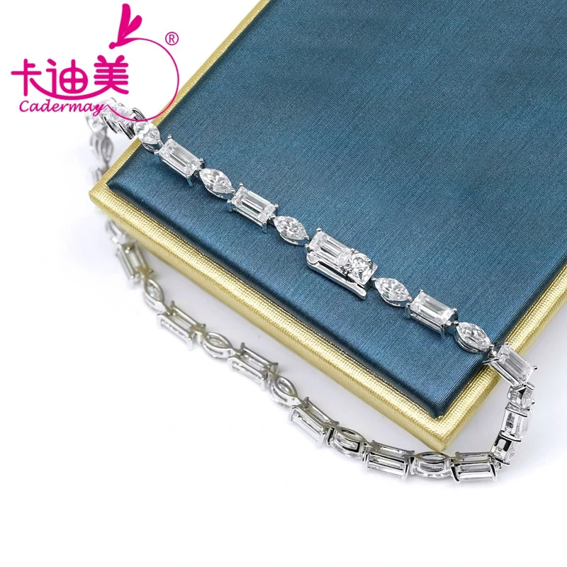 CADERMAY 2022 New In Style Custom Moissanite Chain 14k Bracelet For Man And Women Unisex Marquise and Emerald Cut Fashion