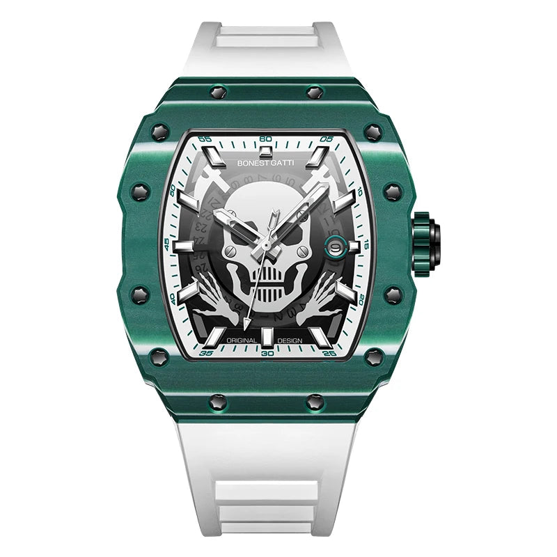 BONEST GATTI Watch for Men Man Automatic Watch Barrel Skeleton Carbon Fiber Men Skeleton Fashion Sports Style Man Watches