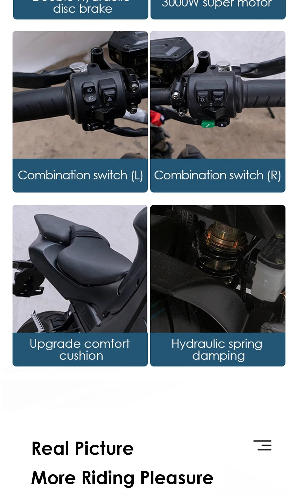Factory Hot Selling HEZZO M7 72V 5000W 8000w Electric Racing Motorcycle 50Ah 130Km/H GPS Tracker Moped E  with EEC COC  Chopper