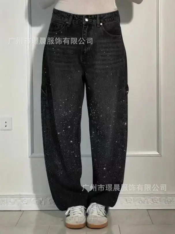 2025 Spring New Simple Loose Straight Jeans Europe and America