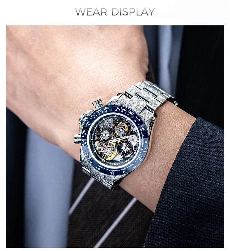 CRONUSART Men Chronograph Watch 40mm Vintage Automatic Mechanical Wristwatch Luminous Sapphire Mirror Ceramic Bezel