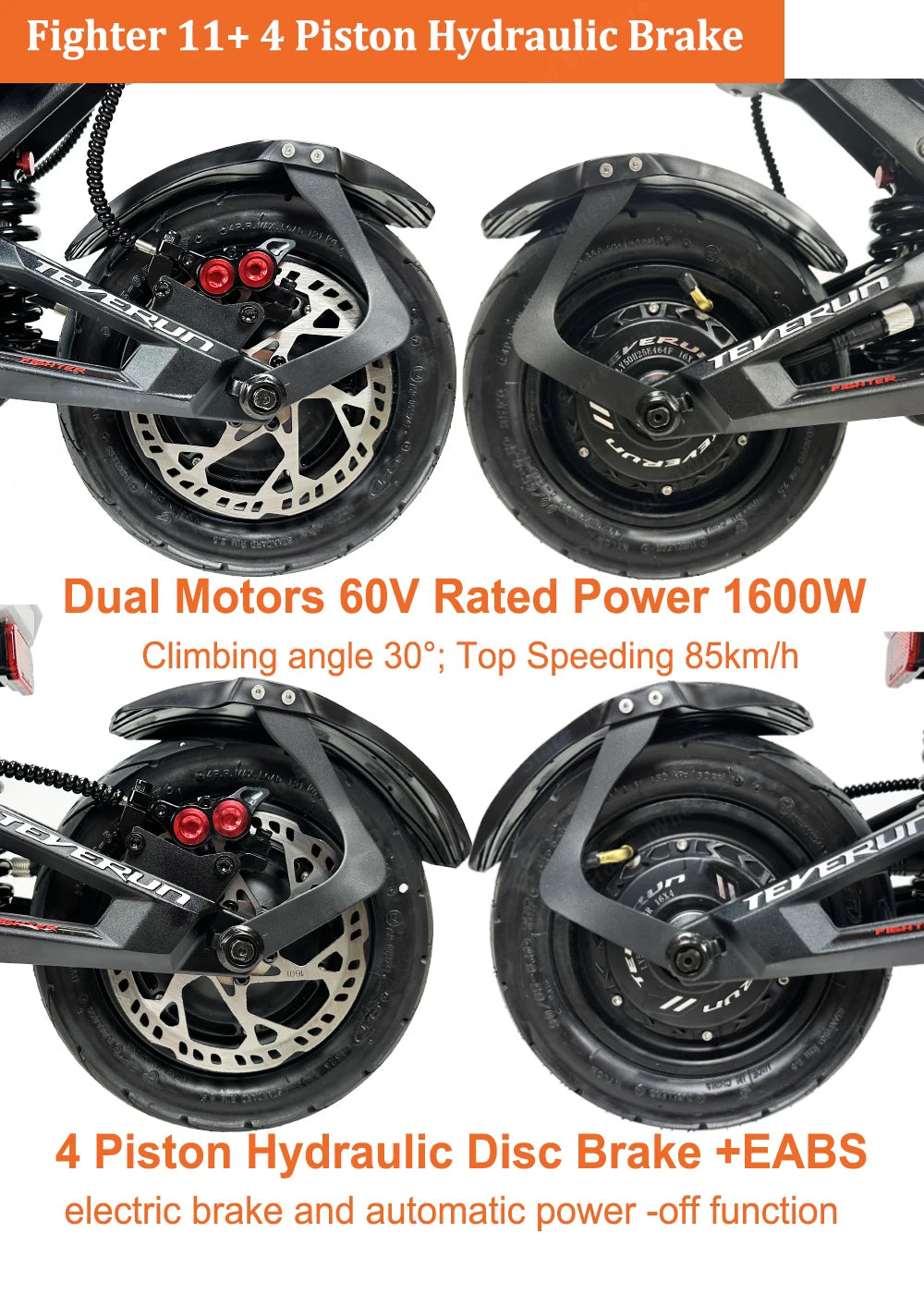 Original Teverun Fighter 11 Plus 35Ah 1600W*2 Motor New TFT 4inch Display With NFC Lock  GPS Find Locate Electric Scooter