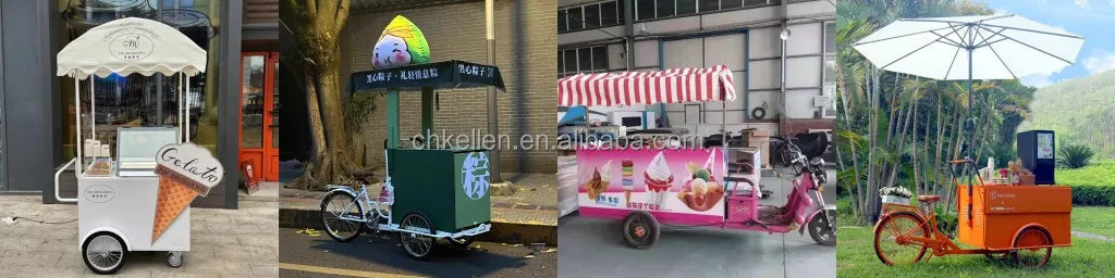 Italian Gelato Cart Electric Tricycle With Freezer Display Mobile Ice Cream Bike Customized Vending Commercial Street Food Kiosk