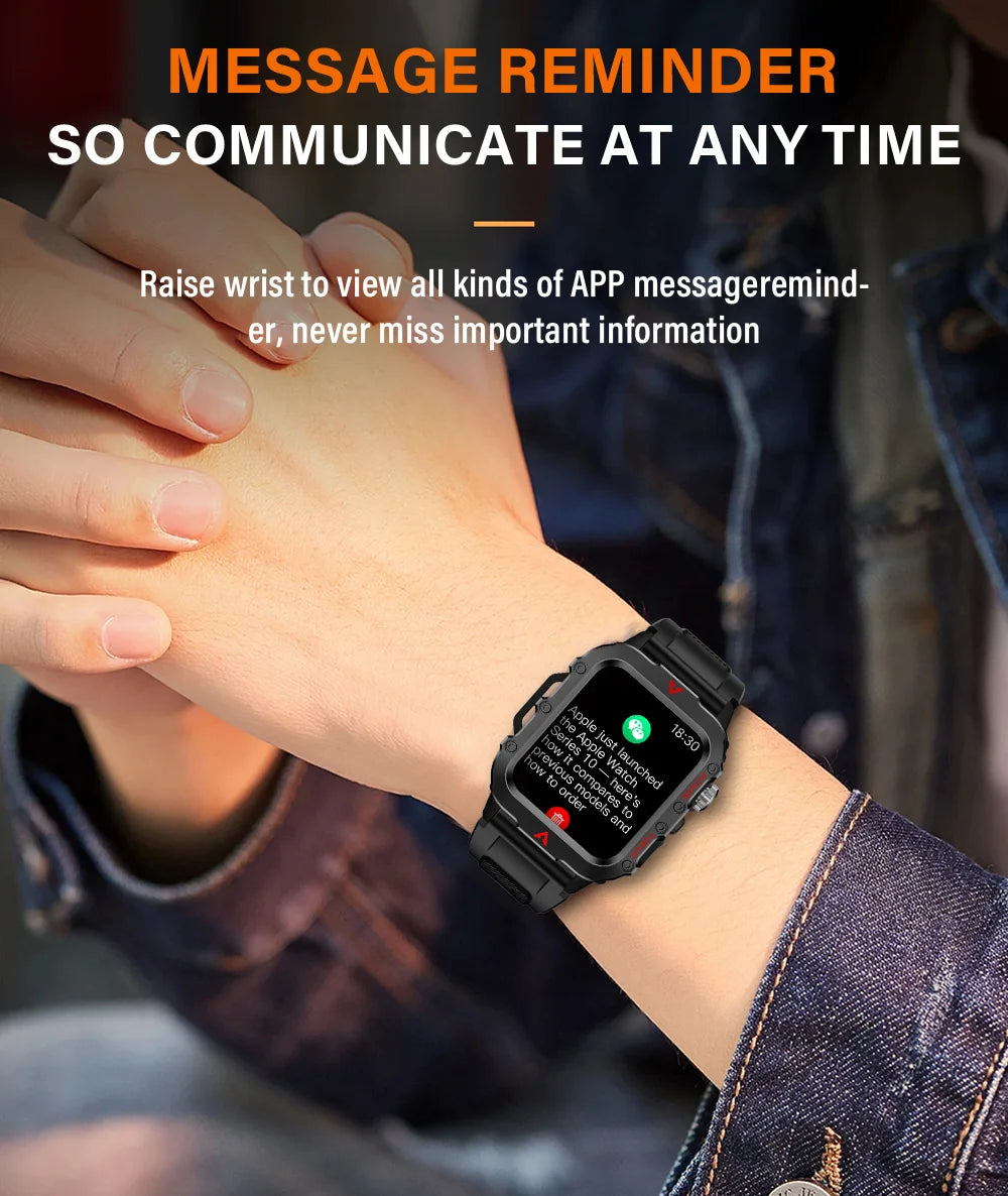 SmartWatch Men Militray Outdoor Sport GPS Fitness Tracker Heart Rate Smart Watch Waterproof New