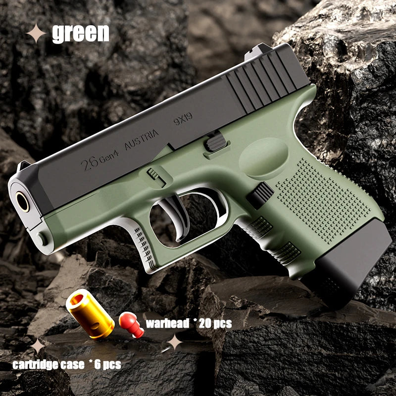 Mini G26 Pocket Toy Gun Continuous Shell Throwing Macara Education Gun Model Soft Bullet Launcher BlowBack Airsoft Small Pistol