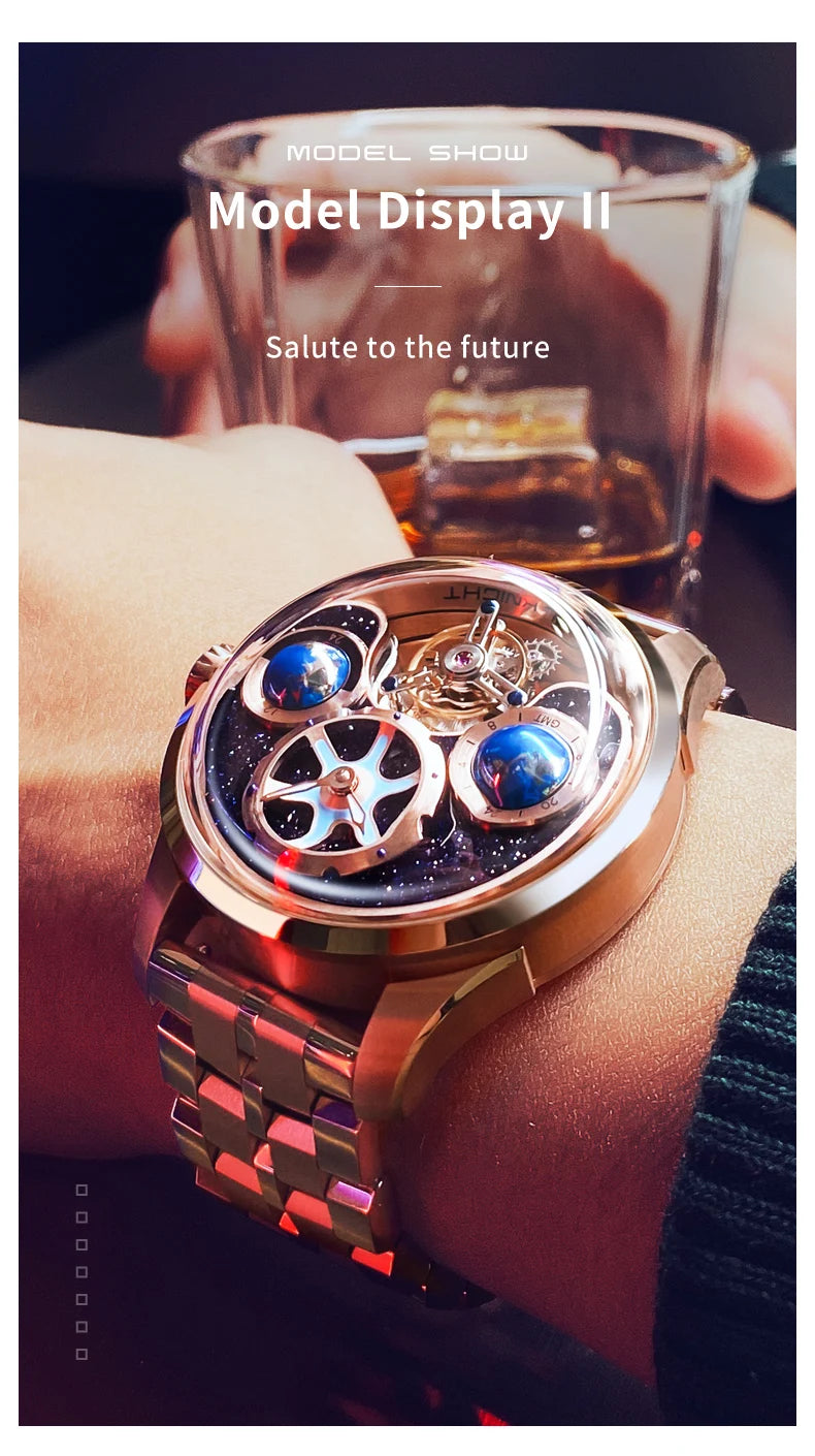 IDEAL KNIGHT Tourbillon Automatic Mechanical Watch for Men Skeleton Flywheel Top Man Watch High-end Luxury Men's Wristwatch 6805