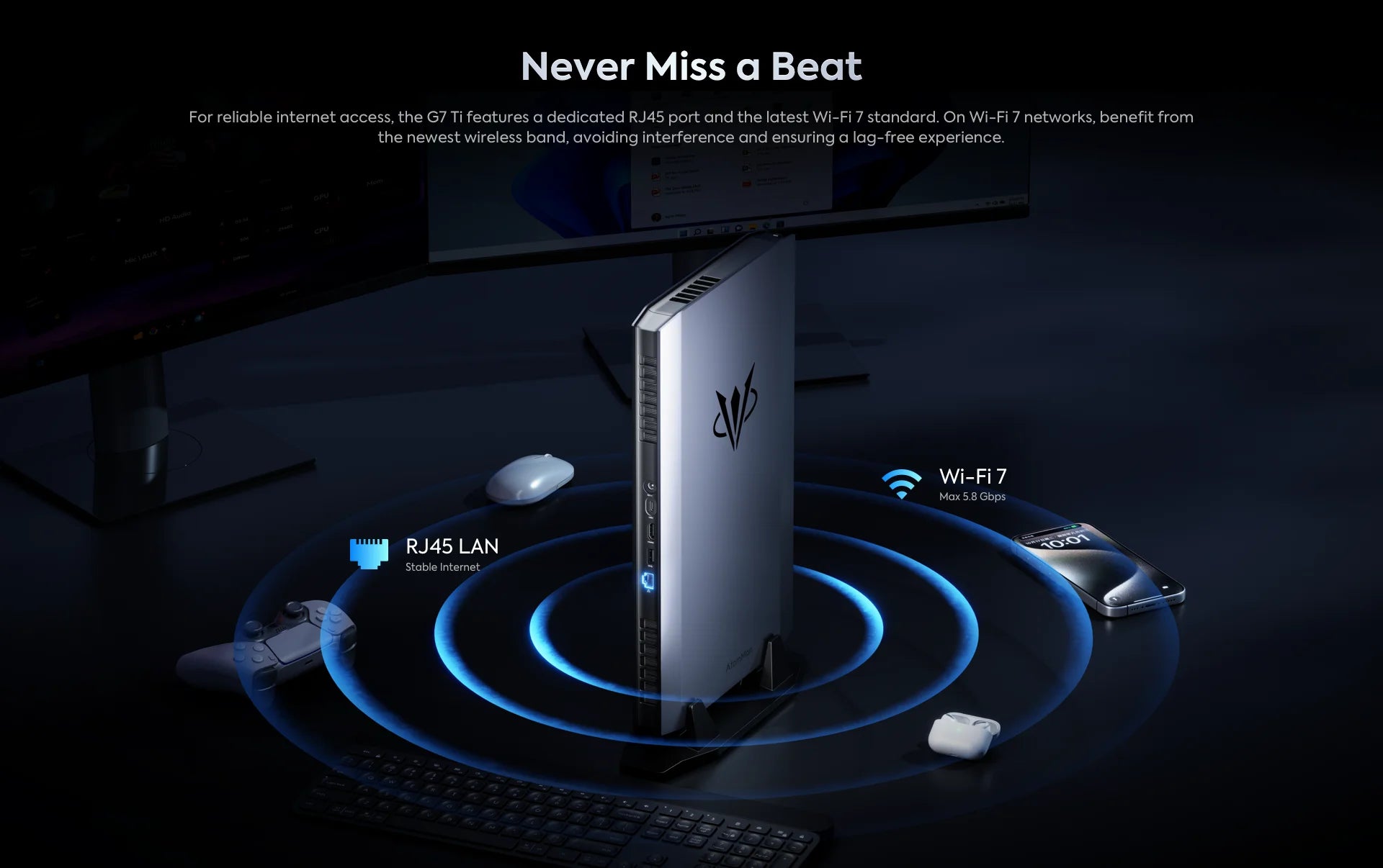 AtomMan Gaming Mini PC G7 Ti Intel i9 14900HX NVIDIA RTX 4070 8G GDDR6 2xDDR5 USB4 Windows 11 Desktop Computer Workstation WiFi7