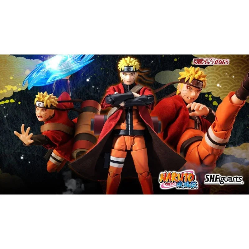 Original Bandai Naruto S.H.Figuarts SHF Uzumaki Naruto Sage Mode Savior of Konoha In Stock Anime Action Figures Model Toys