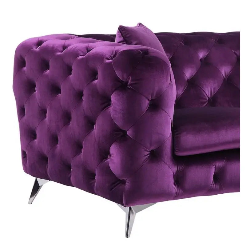 Purple Velvet Loveseat Sofa Chair, Elegant Two-Seater Couch for Living Room, Stylish Home Furniture, Cozy Seating Solution for