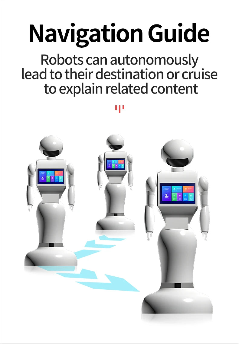 Intelligent artificial intelligence delivery humanoid commercial robot welcome greetings reception
