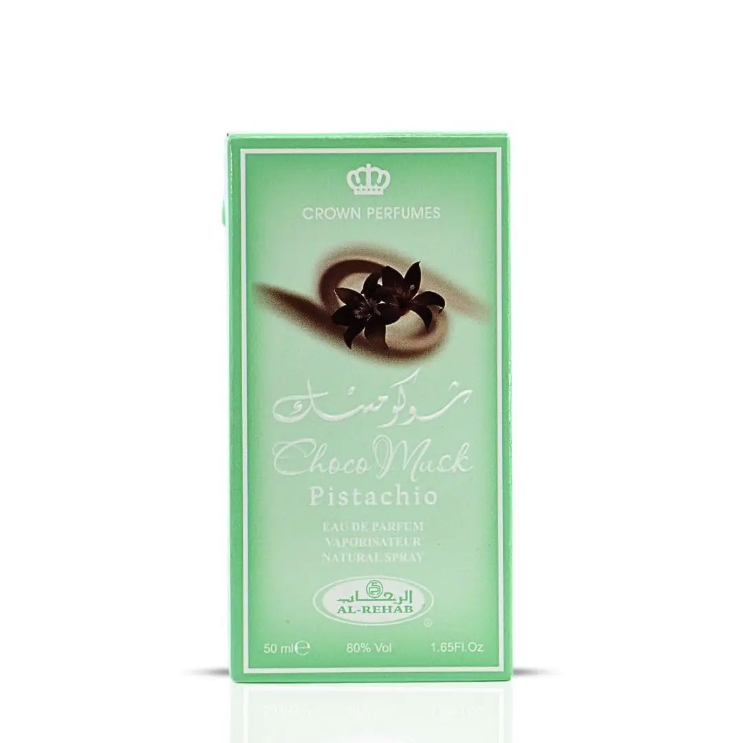 Al-Rehab Choco Musk Pistachio Eau de Parfum for Women & Men - 50ml (1.65 oz) | Nutty Gourmand Perfume with Pistachio