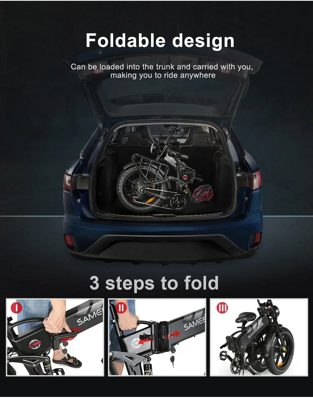 Full suspension mountain Electric Bicycle 1200W motor city folding Electric BIke 48V17AH battery 20*4.0 fat tire snow E-Bike