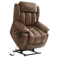 Power Lift Recliner Dual Motor, Electric Leather Chair for Elderly with Heat and Massage, Lay Flat Recliner with Storage
