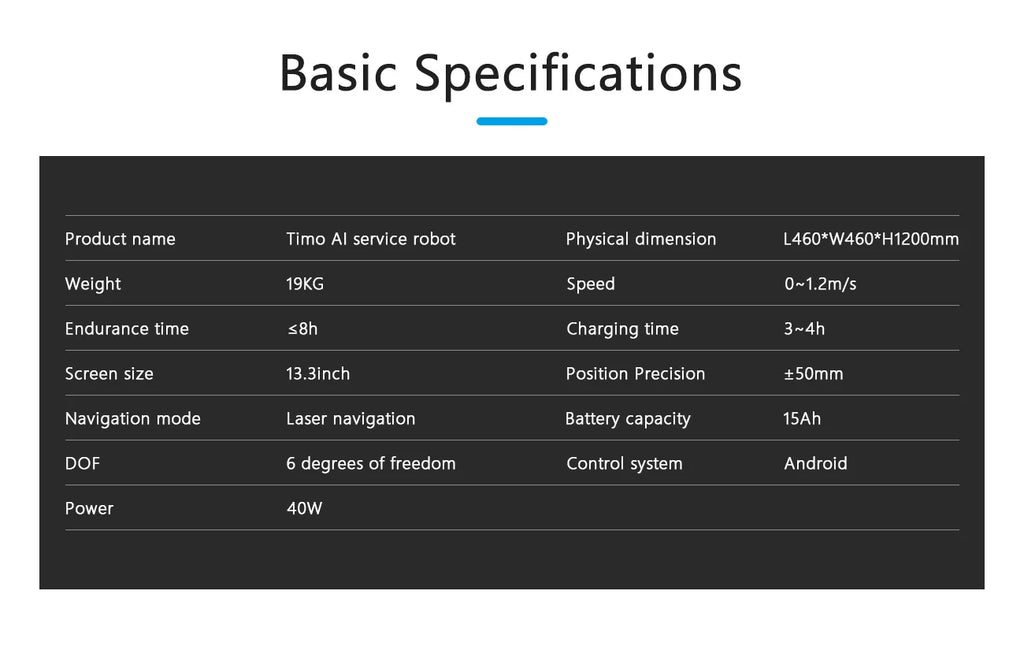 Smart Timo AI Service Robot with ChatGpt Face Recognition Voice Interaction Reception Robot