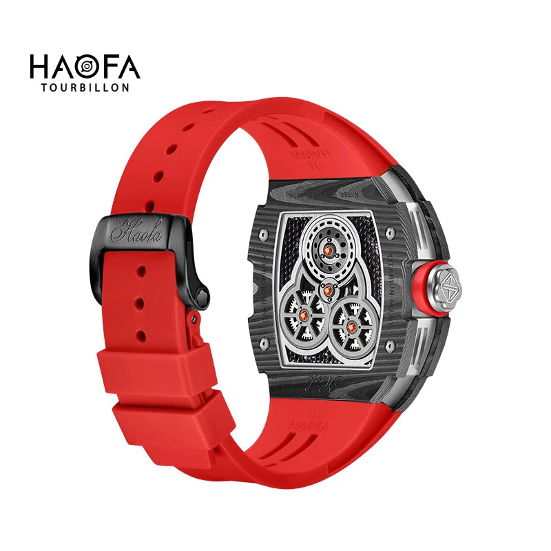 Haofa Double-Spring Drive Flying Automatic Tourbillon Man Watch Mechanical Tourbillon Carbon Fiber Men's Watch Skeleton 1922
