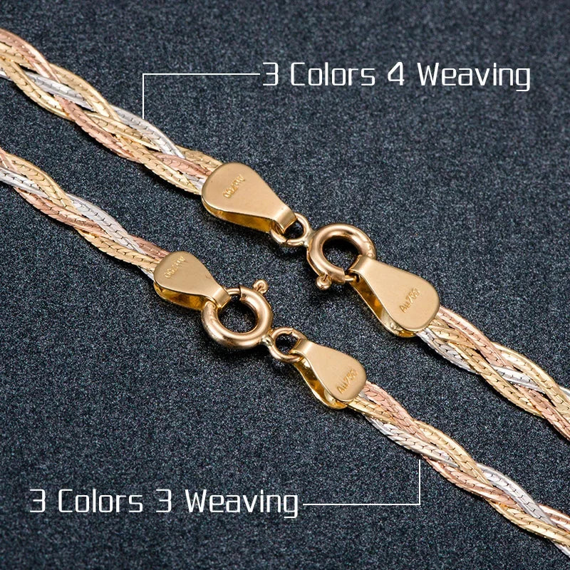 18k Gold Necklace New Weaving Wide Chain Unisex Women Men Girl Party Wedding Jewelry Trendy Hot Sale 2025 New Good Real 750 nice