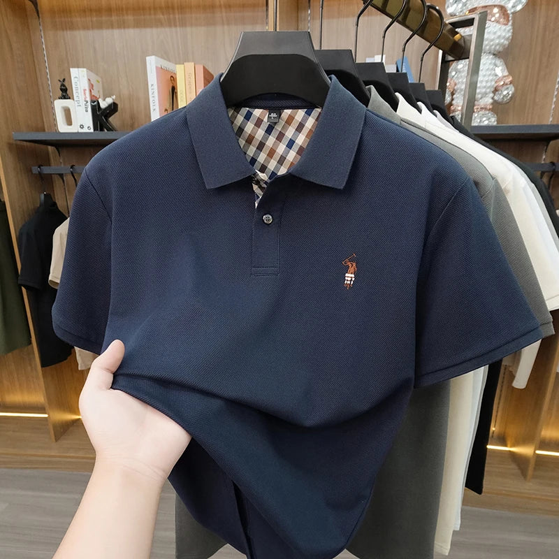 Designer luxury brand short sleeve polo shirt men summer trend striped hot selling Paul embroidery business casual golf T-shirt