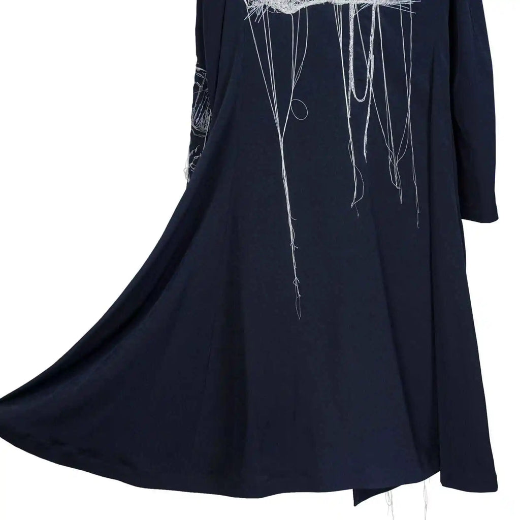 TOP-YAMAMOTO Japanese original design Dark and niche black embroidered trousers, triacetate trench coat