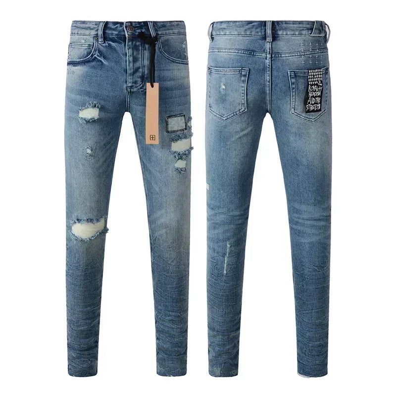 2025 KSUBI Men Personality Multi-style Low Rise Elastic Skinny Denim Pants American Style Ripped Trousers Jeans