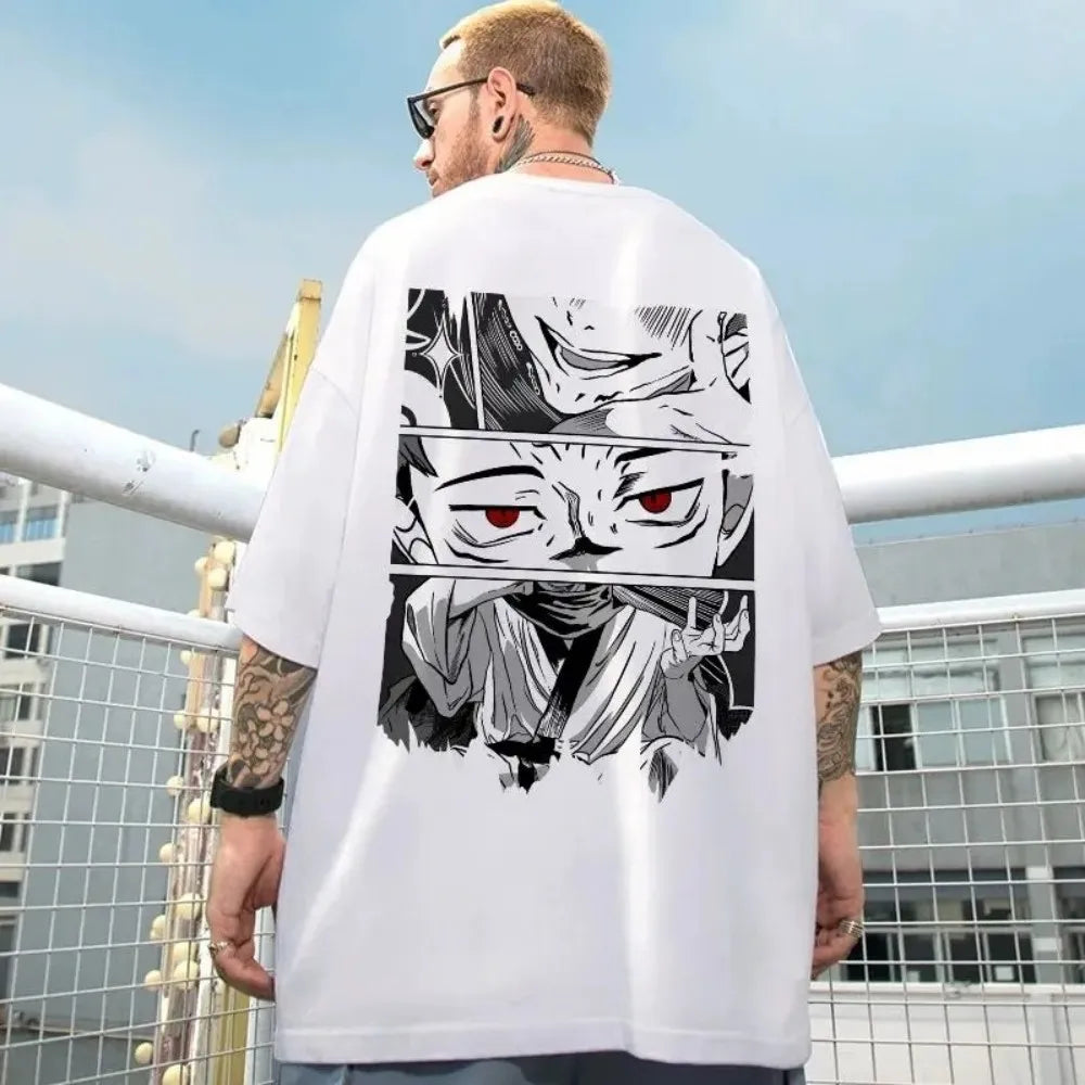 Trendy men's summer new personalized cartoon print breathable and comfortable round neck T-shirt outdoor high street top