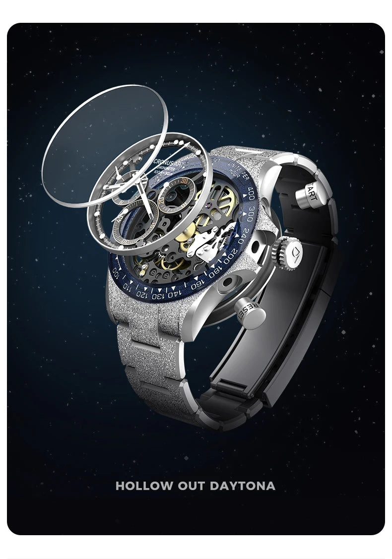 CRONUSART Men Chronograph Watch 40mm Vintage Automatic Mechanical Wristwatch Luminous Sapphire Mirror Ceramic Bezel
