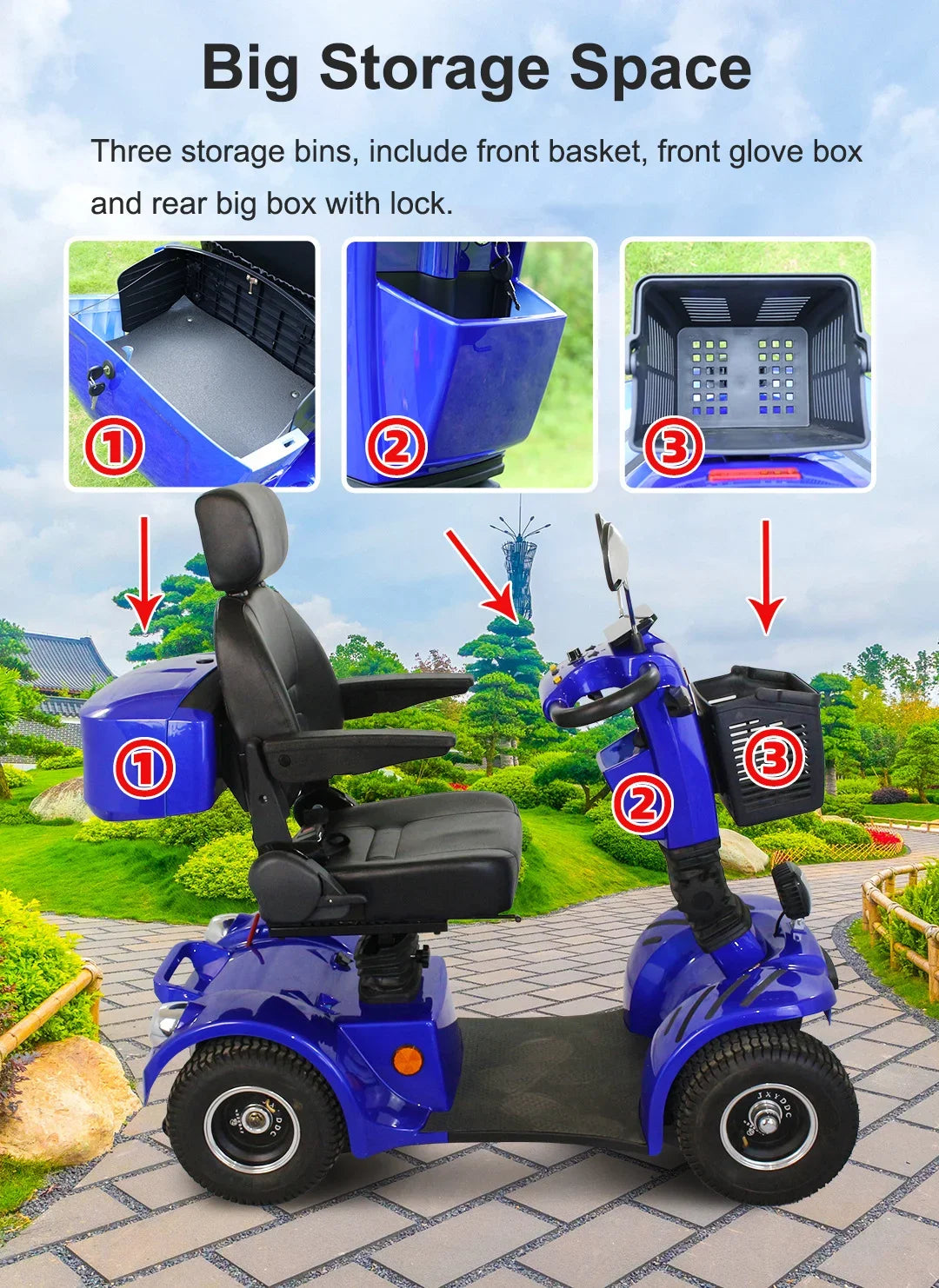 Factory Hot Selling Anlochi  Elderly Handicapped Mobility Scooter 4 Wheel 600W Electric Adults Scooters disled E-Scooter