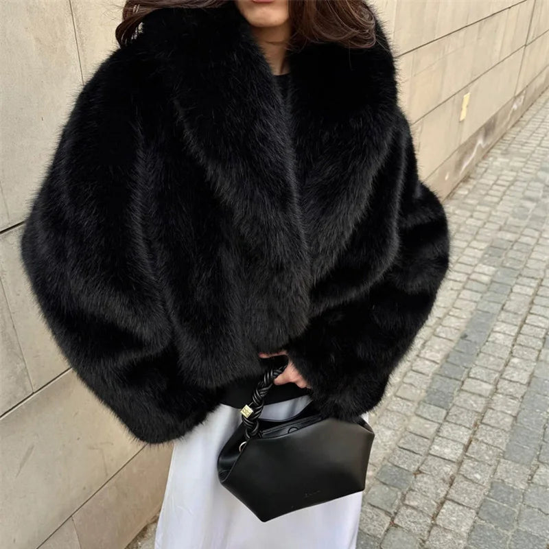 Tossy Winter Fashion Fur Feather Outwear For Women Lapel High Waist Warm Loose Long Sleeve Commute Coat Female Fur Feather 2025
