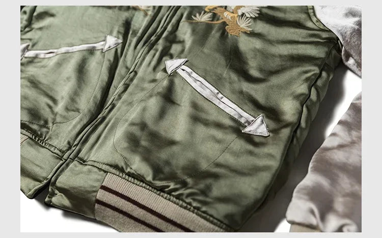 Non Stock Suka Reversible Souvenir Jacket Embroidered Sukajan Baseball Outerwear