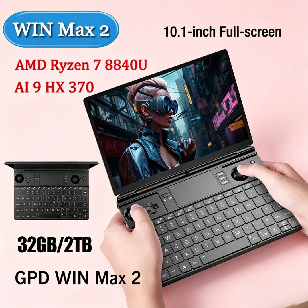 Thunder Power GPD 2026 WIN Max 2 Gaming Laptop - 32GB RAM 1TB/2TB SSD AMD 8840U CPU AI9 HX370 Mini PC for High-Performance Compu