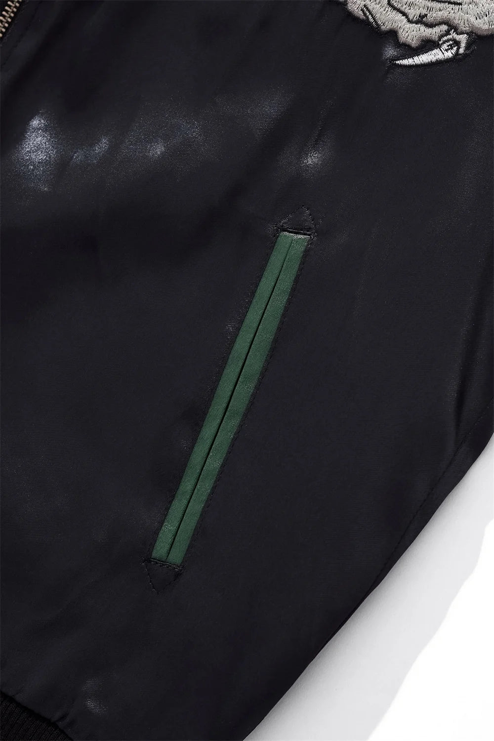 Harajuku Yokosuka Dragon Embroidered Jacket Autumn Street Hip Hop Men's Green Sleeve Japanese Coat