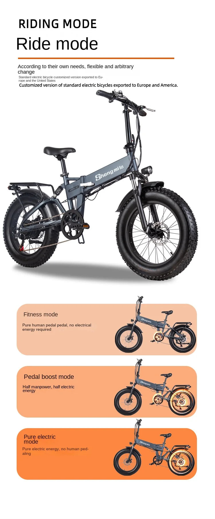 Mini MX21 folding electric bicycle 48v brushless motor 2000w maximum speed 53km/h E-Bike 20*4.0 tires city riding Electric Bike