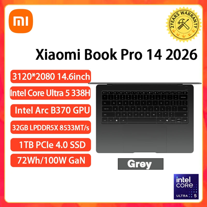 2026 Xiaomi RedmiBook Pro 14 Laptop Mi Notebook U5-325/U-338H/U7-358H 24GB/32GB 1TB