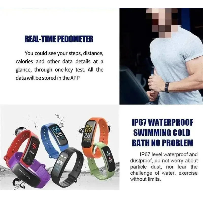 Lenovo C1 Plus Smart Watch Men Women Bluetooth Step Counting Sports Bracelet Fitness Tracker Heart Rate Blood Pressure Sleep