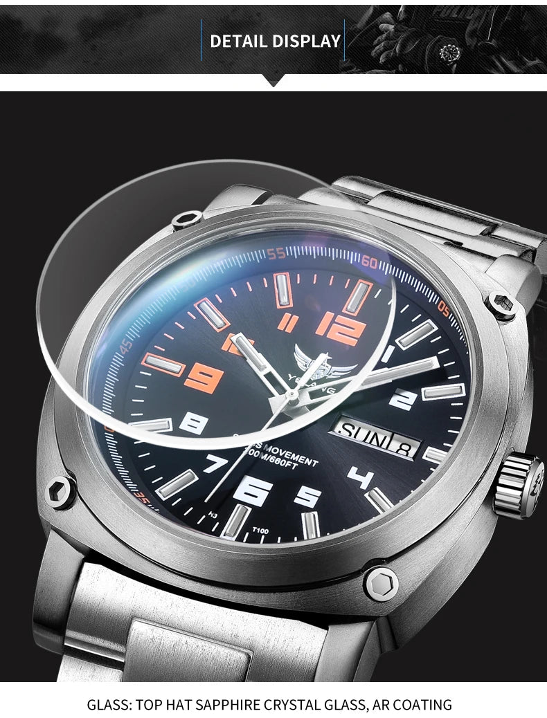 YELANG Men Automatic Watches Titanium Alloy Case H3 T100 Gas SelfLuminous 200M Waterproof Mechanical Wristwatch Sapphire V3.4