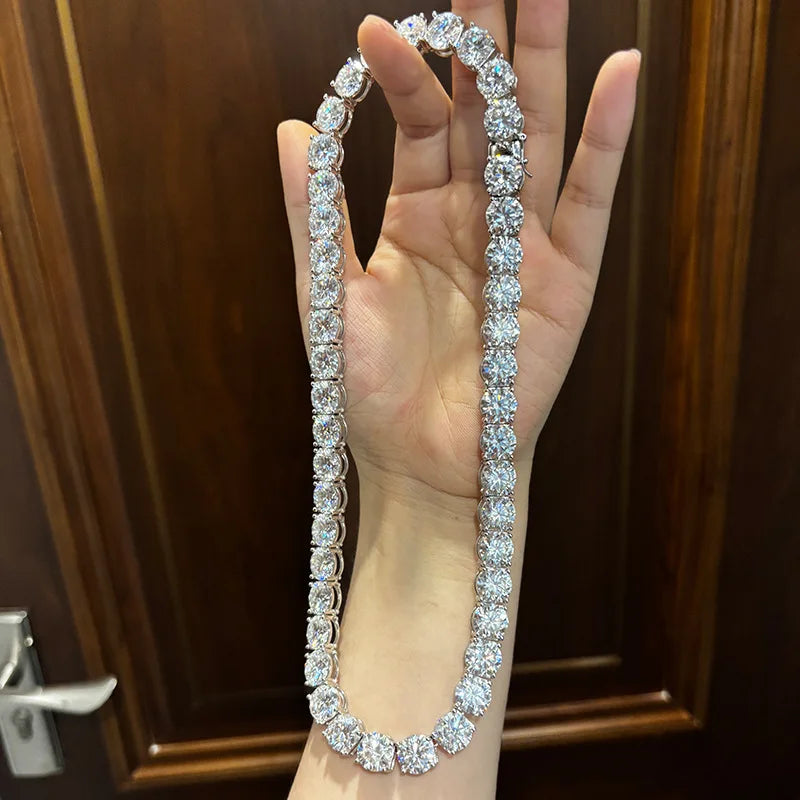 Butterflykiss Luxury Unisex 10mm Total156/236CT  Moissanite Tennis Necklace Full Moissanite Chain S925 Silver For Men Women Gift